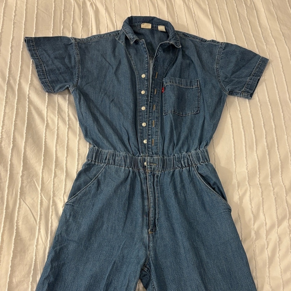 Levi's Classic Blue Wide Leg Denim Romper